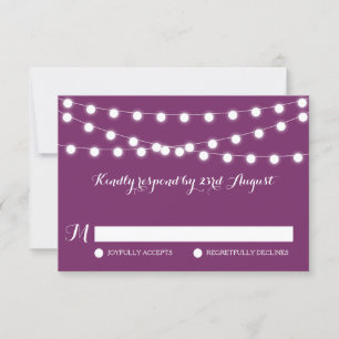 Lumières Fée Blanche   Carte RSVP Mariage Violet