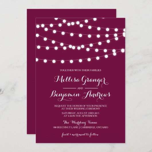 Lumières Fée Blanche | Faire-part de mariage de pa (Devant / Derrière)