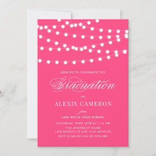 Lumières Fée Blanche Red Graduation Invitation