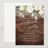 Lumières Floral Rustic Wood Invitation de la fête  (Devant / Derrière)