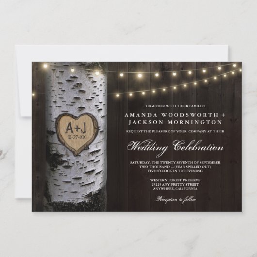 Lumières + Invitations de mariage pour les oiseaux (Devant)