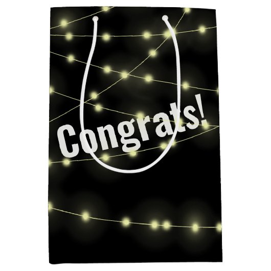 Lumières mariages Sur Sac Cadeau Moyen Noir (Devant)