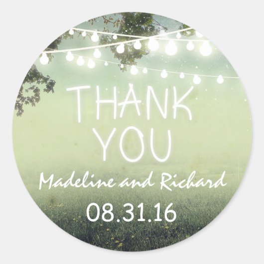 lumières nocturnes merci autocollants de mariage (Devant)