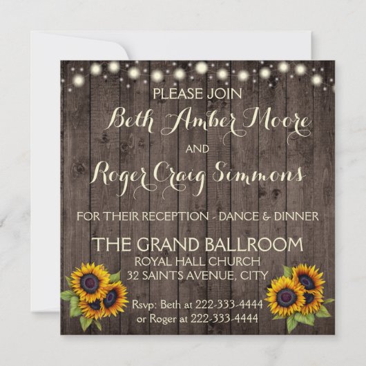 Lumières rustiques Faire-part de mariage de tourne (Dos)