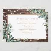 Lumières rustiques Faire-part de mariage verdoyant (Devant / Derrière)