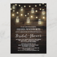 Lumières rustiques Mason Jar Invitations de douche
