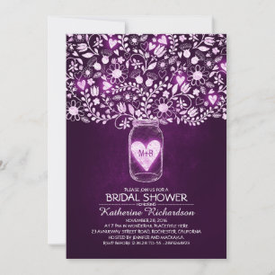 Lumières rustiques Mason Jar Invitations de douche