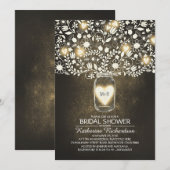 Lumières rustiques Mason Jar Invitations de douche (Devant / Derrière)