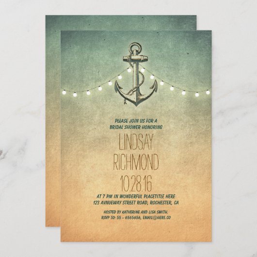 Lumières rustiques nuptiale invitation de douche n (Devant / Derrière)