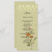 Lumières rustiques tendance guirlande florale Menu (Devant / Derrière)