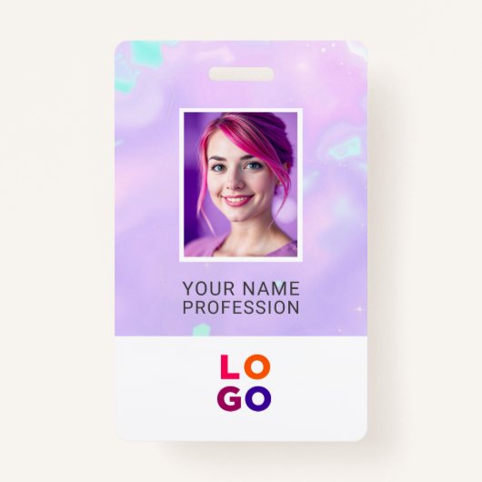 Lumina Opal Business Logo, foto, QR-code, naam-ID Badge (Voorkant)