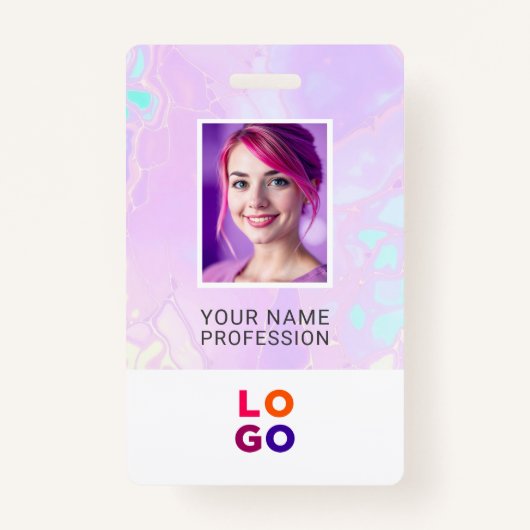 Lumina Opal Business Logo, foto, QR-code, naam-ID Badge (Voorkant)