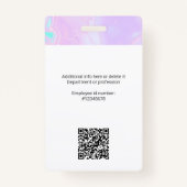 Lumina Opal Business Logo, foto, QR-code, naam-ID Badge (Achterkant)