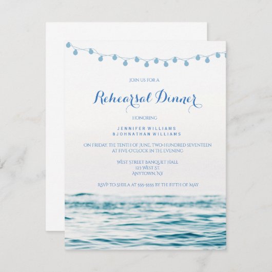 Luminaires bleus répétition dîner invitations (Devant / Derrière)