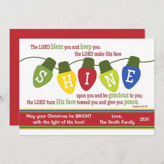 Luminaires de Noël à deux faces Carte d'écriture à (Devant / Derrière)