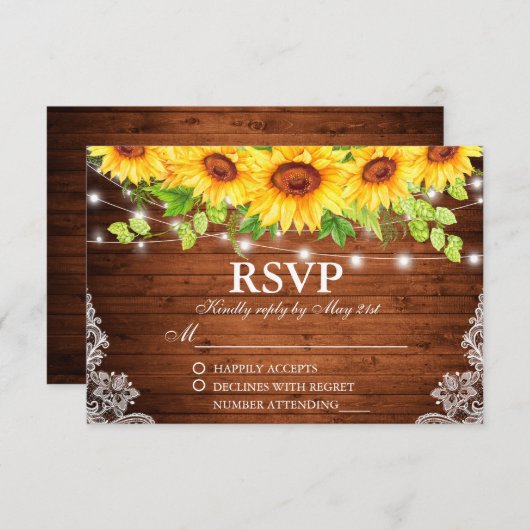 Luminaires en dentelle de tournesol rustique RSVP (Devant / Derrière)