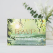Luminaires étincelants Plage Mariage Carte RSVP (Debout devant)
