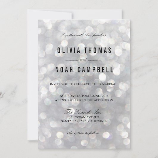 Luminaires gris moderne Elégant Mariage Invitation (Devant)
