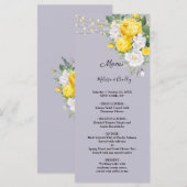Luminaires rustiques Menu de mariage floral jaune (Devant / Derrière)