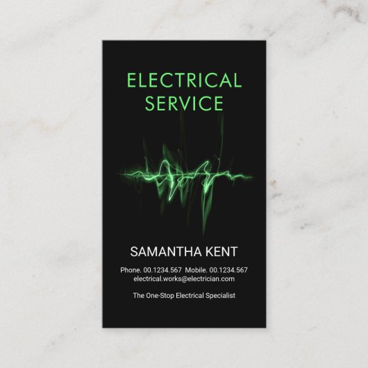Luminescent Green Electrical Wave Electrice Visitekaartje (Voorkant)