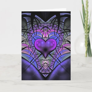 Luminescent Heart Fractal Greetings Cards Kaart