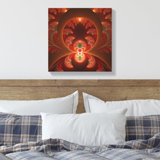 Lumineus Abstract matig Oranje rood fractal Canvas Afdruk (Insitu (Slaapkamer))