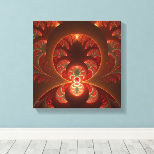 Lumineus Abstract matig Oranje rood fractal Canvas Afdruk (Insitu (Houten vloer))