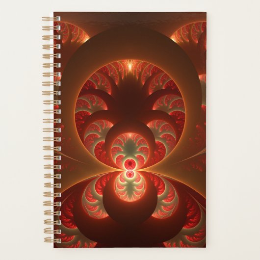 Lumineus Abstract matig Oranje rood fractal Planner (Voorkant)
