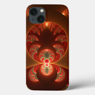 Lumineus abstract modern oranje fractal iPhone 13 hoesje