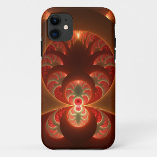 Lumineus abstract modern oranje fractal iPhone 11 hoesje