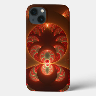 Lumineus abstract modern oranje fractal iPhone 13 hoesje