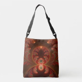 Lumineus abstract modern oranje fractal crossbody tas (Achterkant)