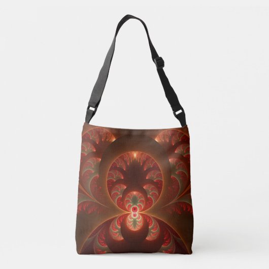 Lumineus abstract modern oranje fractal crossbody tas (Achterkant)