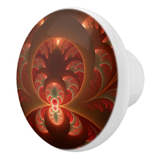 Lumineus abstract modern oranje fractal keramische knop (Rechts)