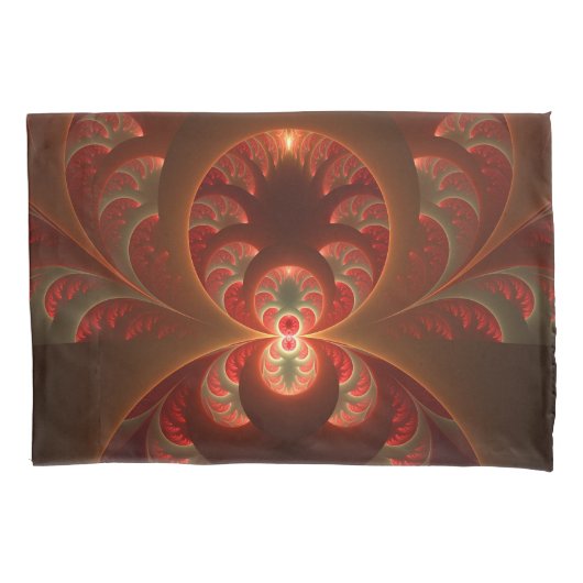 Lumineus abstract modern oranje fractal kussensloop (Voorkant)