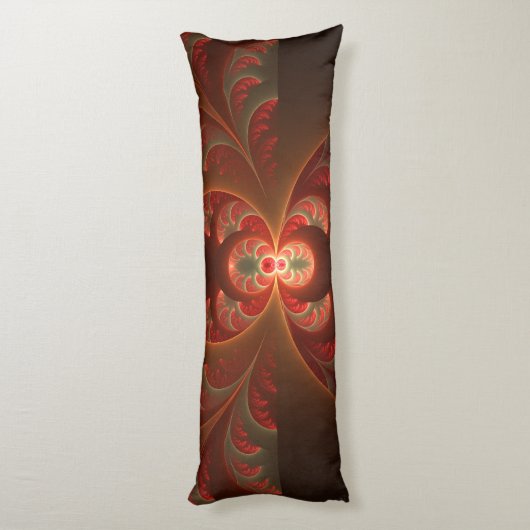 Lumineus abstract modern oranje fractal lichaamskussen (Achterkant (Verticaal))