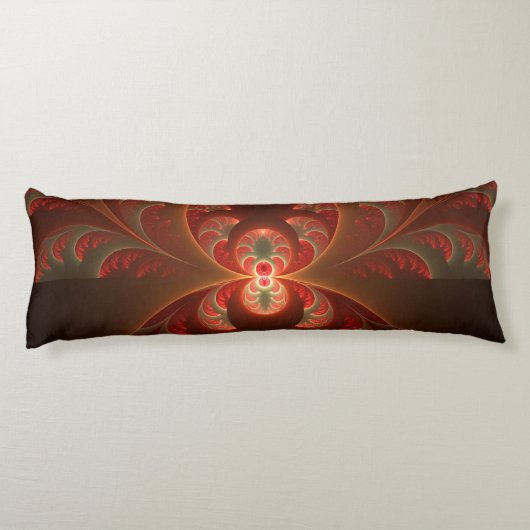 Lumineus abstract modern oranje fractal lichaamskussen (Achterkant)