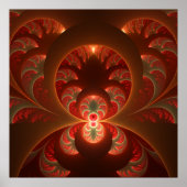 Lumineus abstract modern oranje fractal poster (Voorkant)
