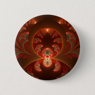 Lumineus abstract modern oranje fractal ronde button 5,7 cm