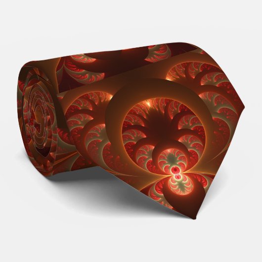 Lumineus abstract modern oranje fractal stropdas (Opgerold)