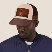 Lumineus abstract modern oranje fractal trucker pet (In situ)
