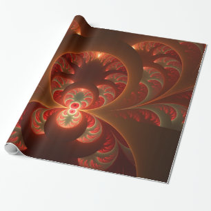 Lumineus abstract modern oranje rood Fractal Cadeaupapier