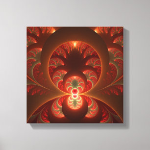Lumineus Abstract Modern Oranje Rood Fractal Canvas Afdruk
