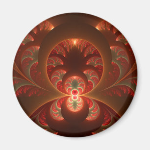 Lumineus Abstract Modern Oranje Rood Fractal Magneet