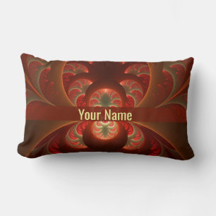 Lumineus abstract modern oranje rood Fractal Naam Kussen