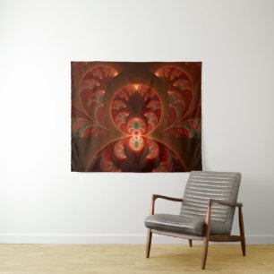 Lumineus abstract modern oranje rood Fractal Wandkleed