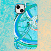 Lumineus blauw Zirly Abstract Fractal Patroon Case-Mate iPhone Case