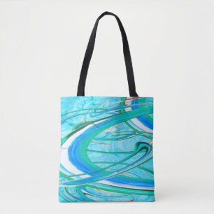 Lumineus blauw Zirly Abstract Fractal Patroon Draagtas