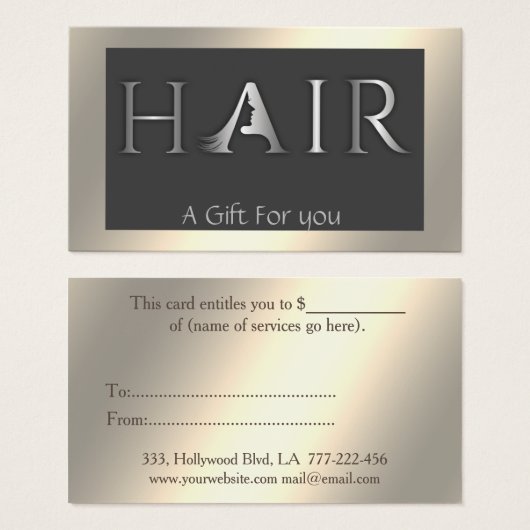 Lumineus glanzend elegant HAAIR-cadeaubon Visitekaartje (Voorkant /achterkant)