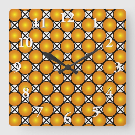 Lumineus gouden Stippen Black White Lattice Patter Vierkante Klok (Voorkant)